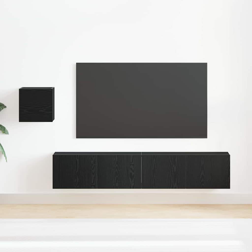 TV Szekrény Készlet 4 pcs Musta tammi 80 x 30 x 30 cm Faanyag