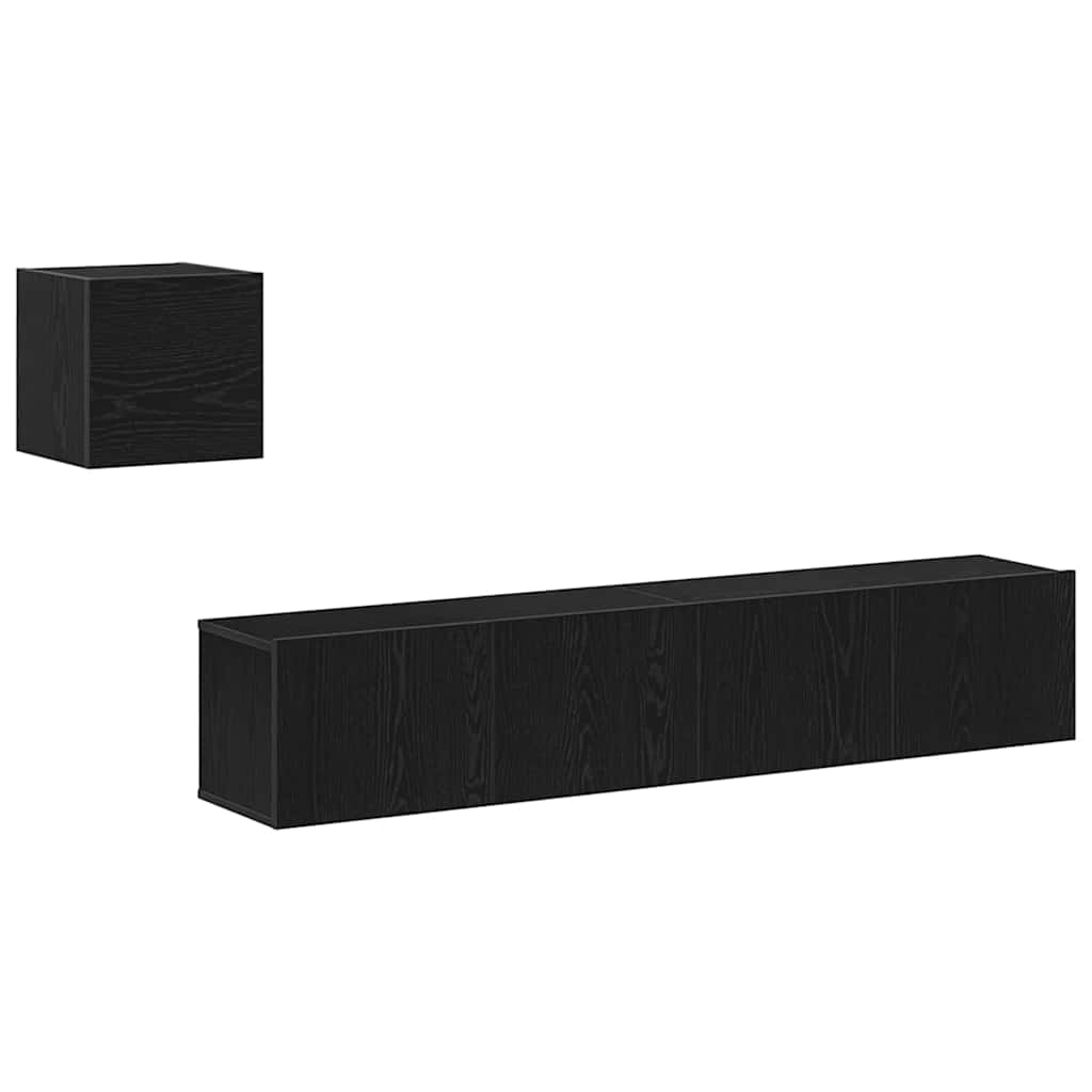 TV Szekrény Készlet 4 pcs Musta tammi 80 x 30 x 30 cm Faanyag