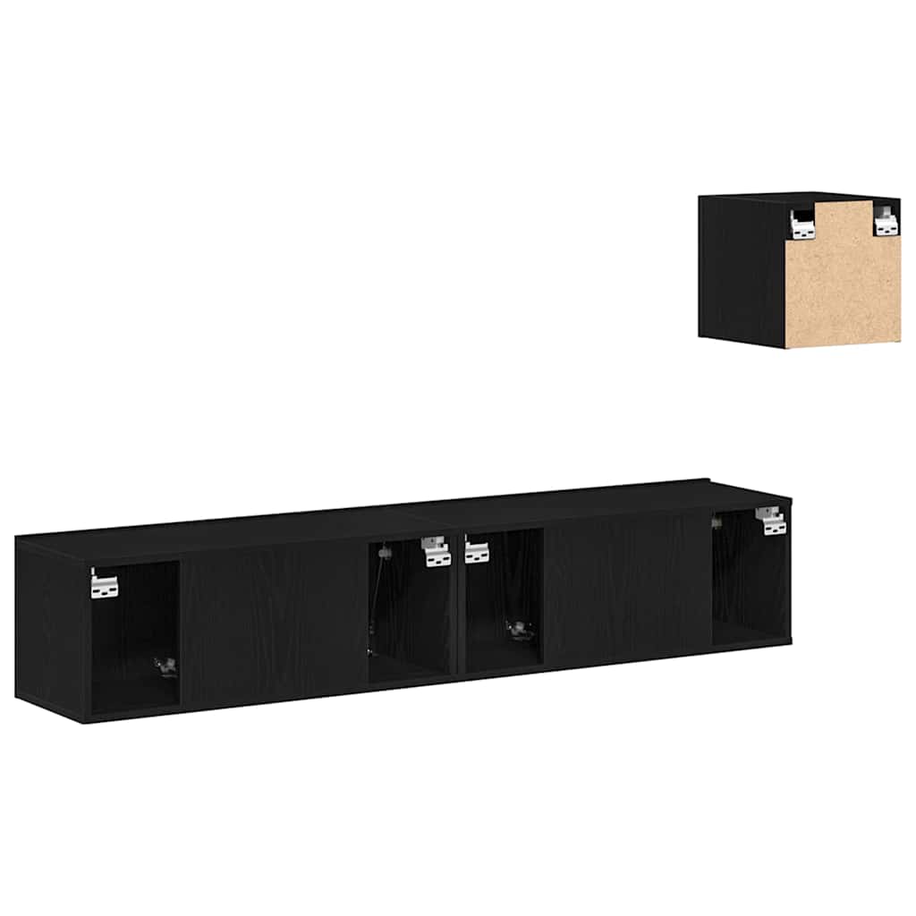 TV Szekrény Készlet 4 pcs Musta tammi 80 x 30 x 30 cm Faanyag