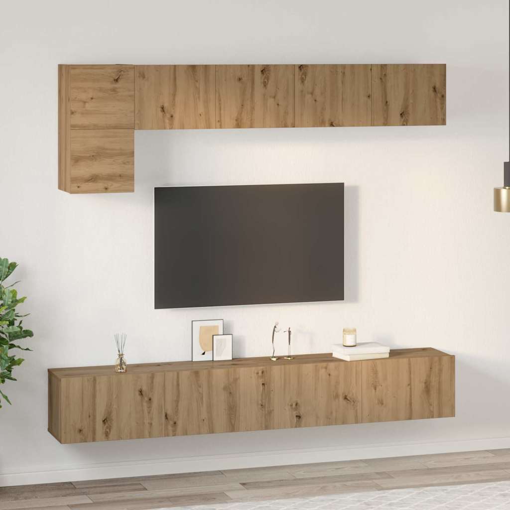 TV szekrény garnitúra 5 pcs kézműves tölgy 100 x 30 x 30 cm