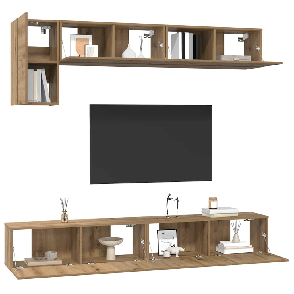 TV szekrény garnitúra 5 pcs kézműves tölgy 100 x 30 x 30 cm