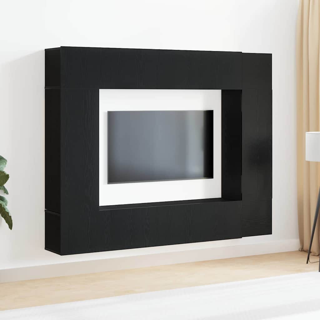 TV Szekrény Készlet 8 pcs Musta tammi 190.5 x 28.5 x 151 cm
