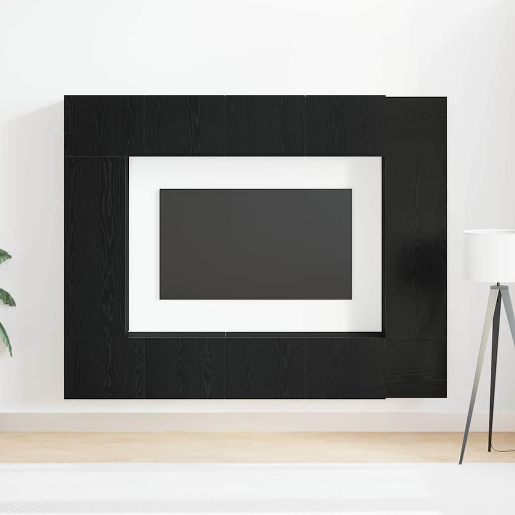 TV Szekrény Készlet 8 pcs Musta tammi 190.5 x 28.5 x 151 cm