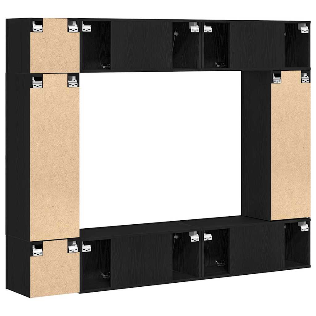 TV Szekrény Készlet 8 pcs Musta tammi 190.5 x 28.5 x 151 cm