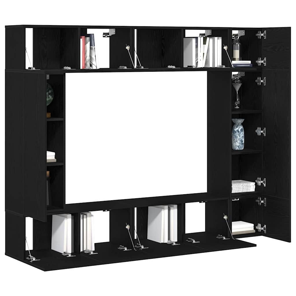 TV Szekrény Készlet 8 pcs Musta tammi 190.5 x 28.5 x 151 cm