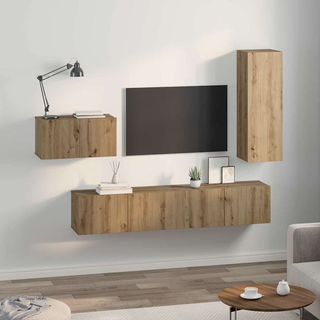 TV szekrény garnitúra 4 pcs kézműves tölgy 30.5 x 30 x 90 cm