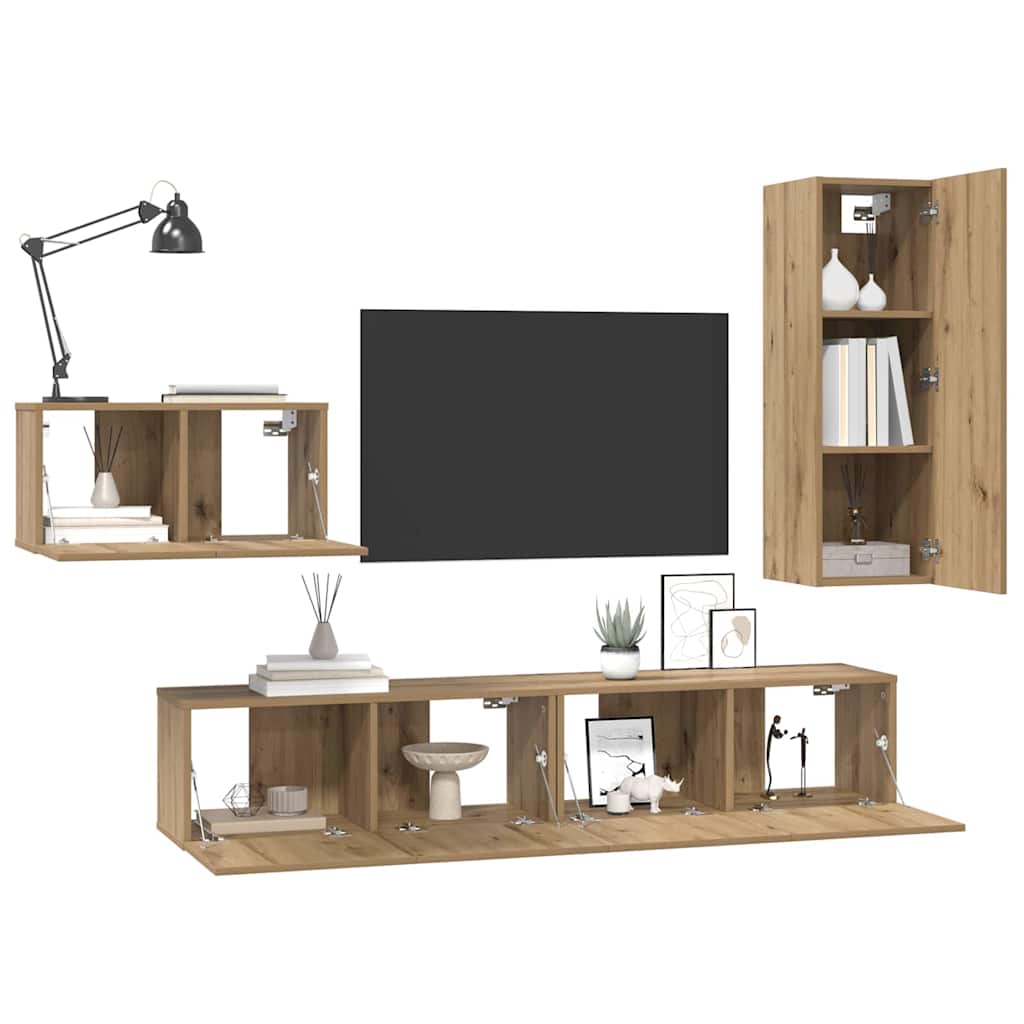 TV szekrény garnitúra 4 pcs kézműves tölgy 30.5 x 30 x 90 cm