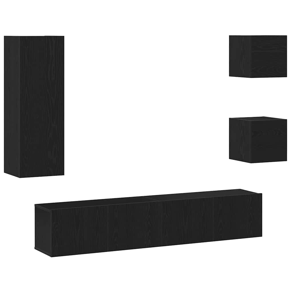 TV Szekrény Készlet 5 pcs Musta tammi 160 x 30 x 30.5 cm