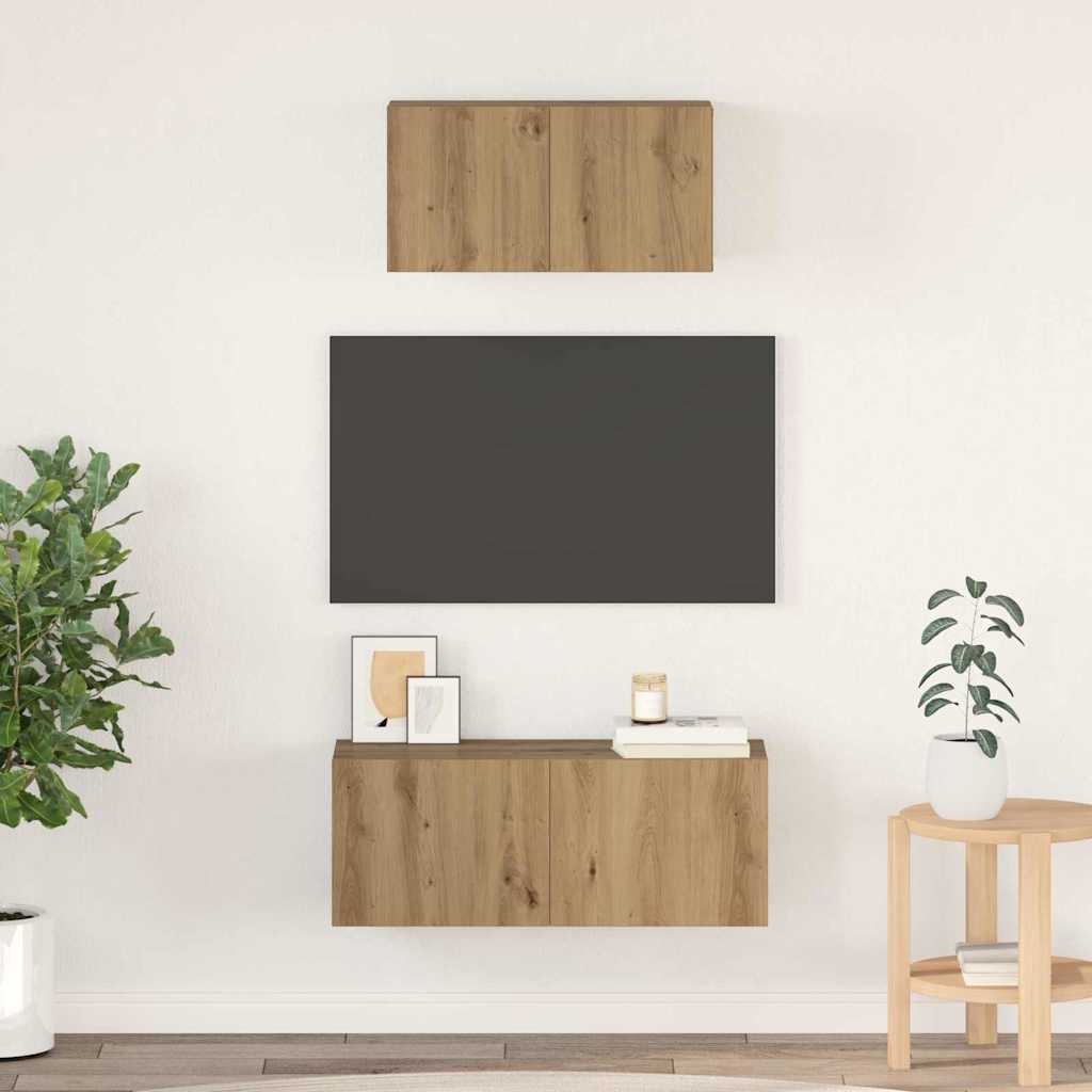TV szekrény garnitúra 2 pcs kézműves tölgy Faanyag