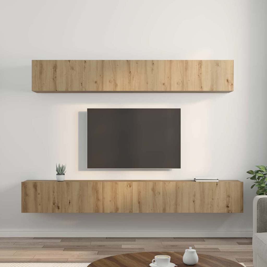TV Szekrény Szett Falra szerelhető 5 pcs kézműves tölgy Faanyag