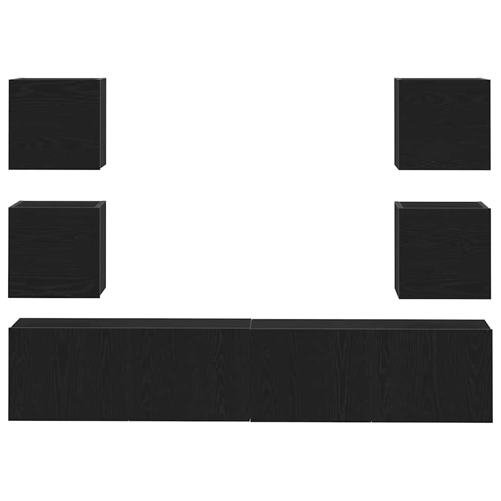 TV szekrény 6 pcs Fekete 160 x 30 x 30 cm Faanyag
