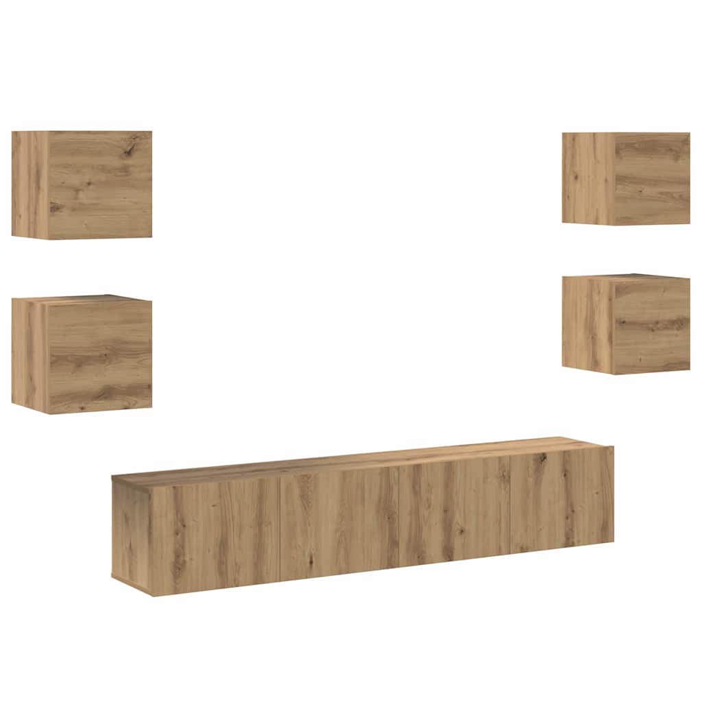 TV szekrény 6 pcs Barna 160 x 30 x 30 cm Faanyag