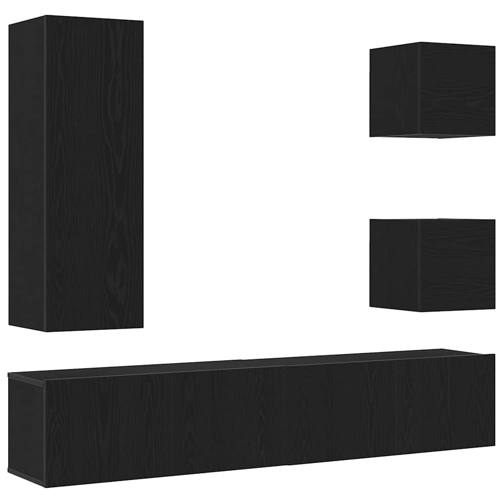 TV Szekrény Készlet 6 pcs Musta tammi 160 x 30 x 30.5 cm