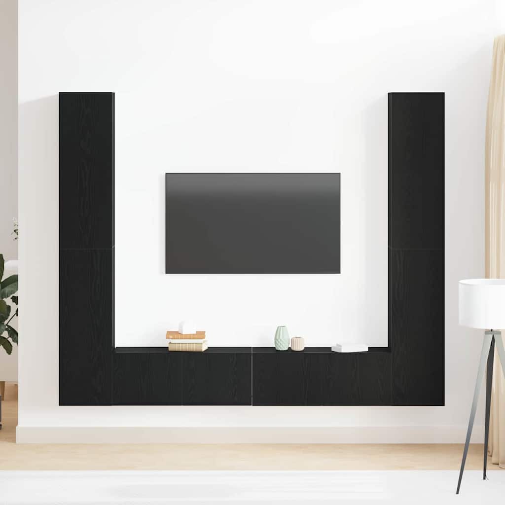 TV szekrény 6 pcs Fekete 80 x 30 x 30 cm Faanyag