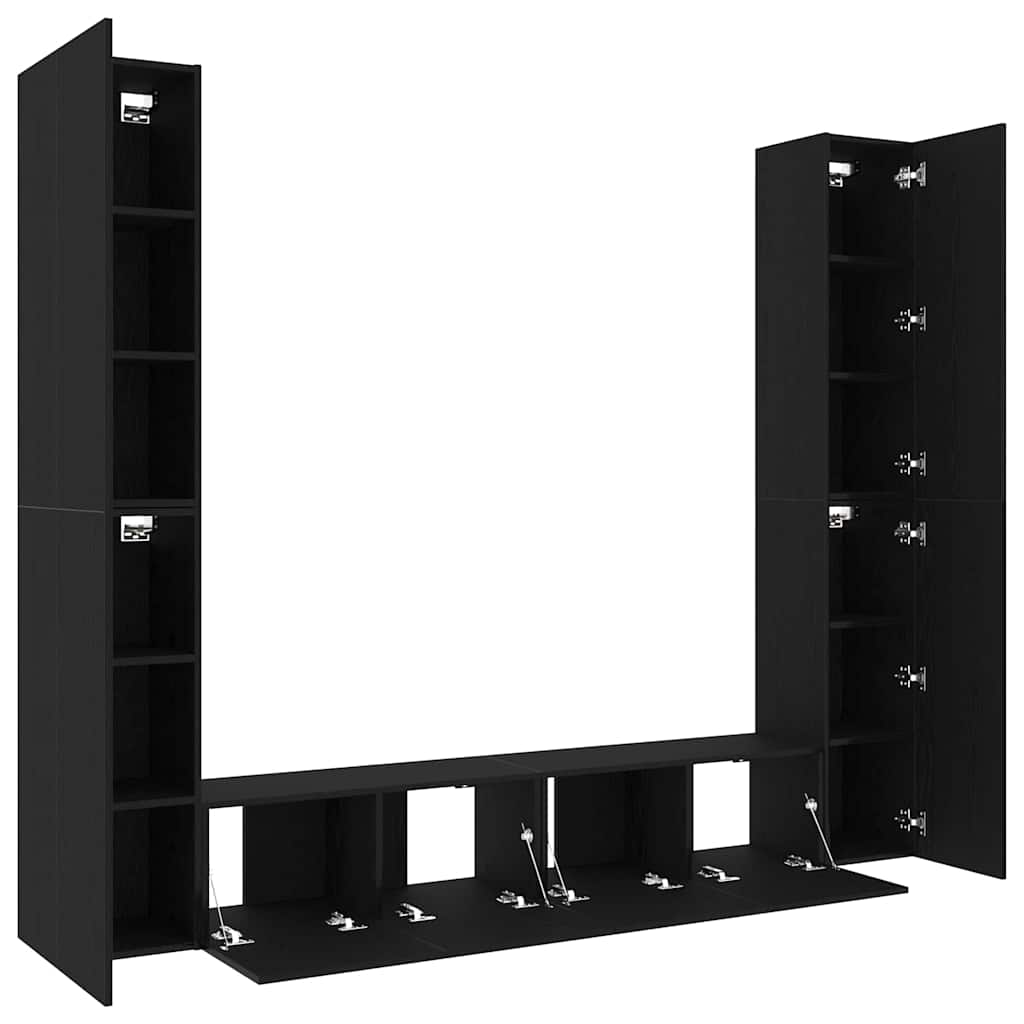 TV szekrény 6 pcs Fekete 80 x 30 x 30 cm Faanyag