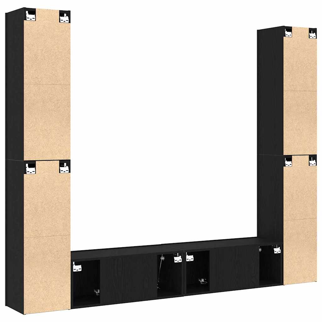 TV szekrény 6 pcs Fekete 80 x 30 x 30 cm Faanyag
