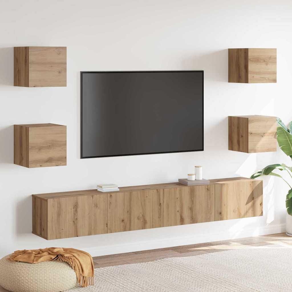 TV szekrény 6 pcs Barna 200 x 30 x 30 cm Faanyag