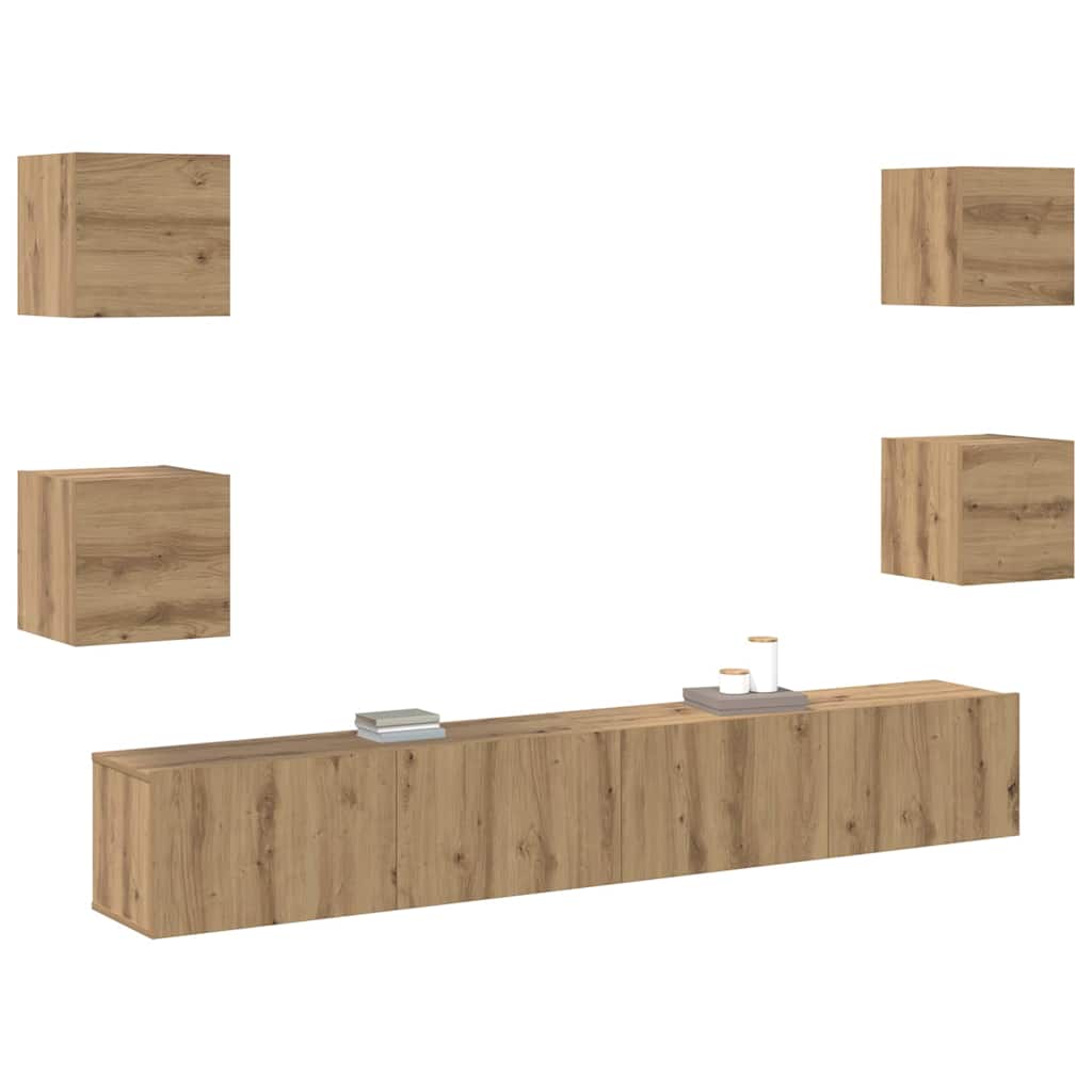 TV szekrény 6 pcs Barna 200 x 30 x 30 cm Faanyag