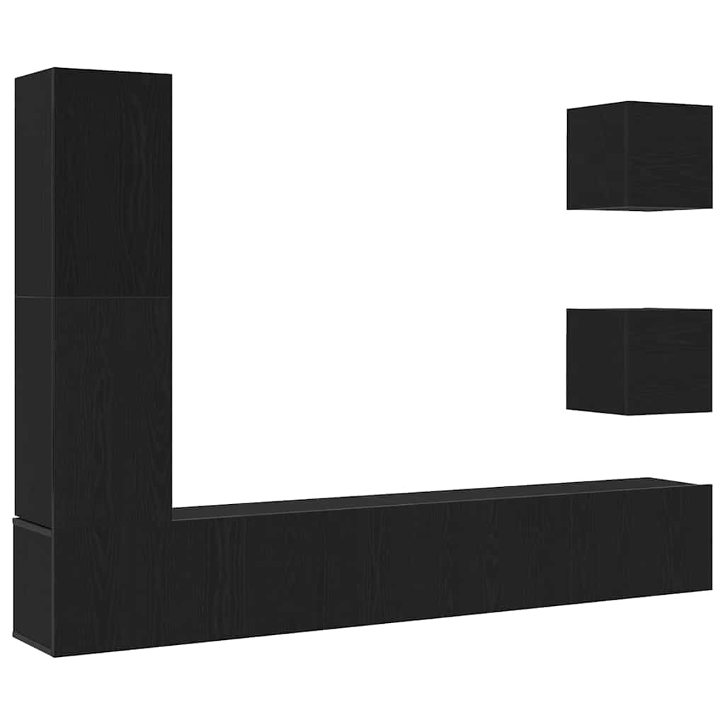TV Szekrény Készlet 6 pcs Musta tammi 160 x 30 x 30.5 cm