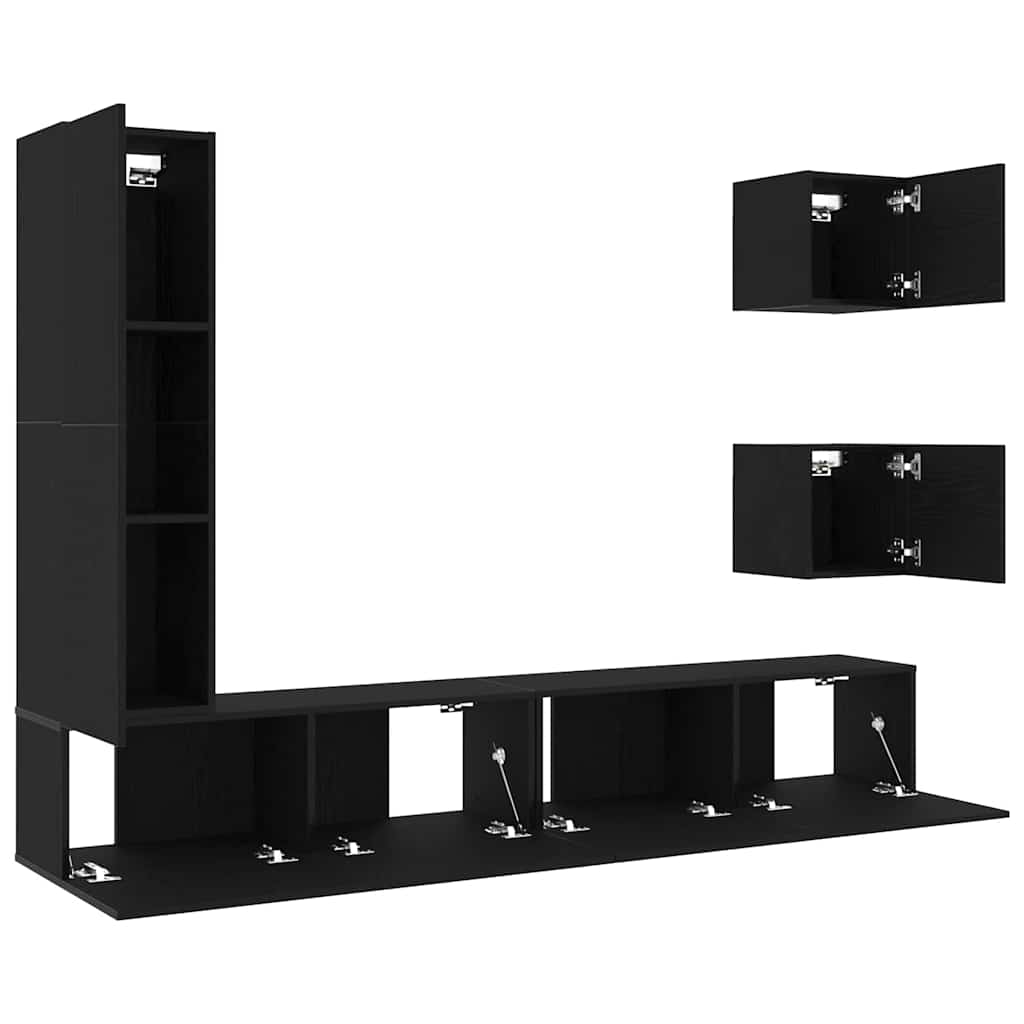 TV Szekrény Készlet 6 pcs Musta tammi 160 x 30 x 30.5 cm