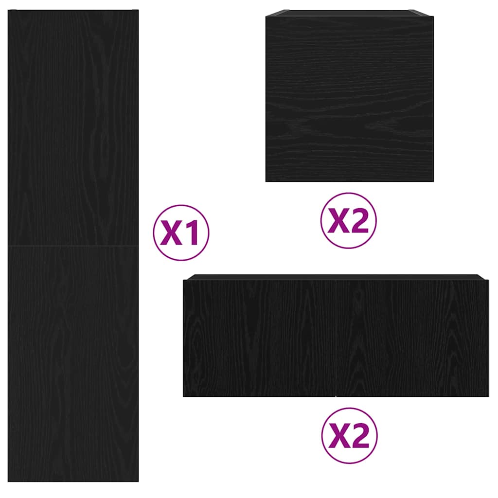 TV Szekrény Készlet 6 pcs Musta tammi 160 x 30 x 30.5 cm