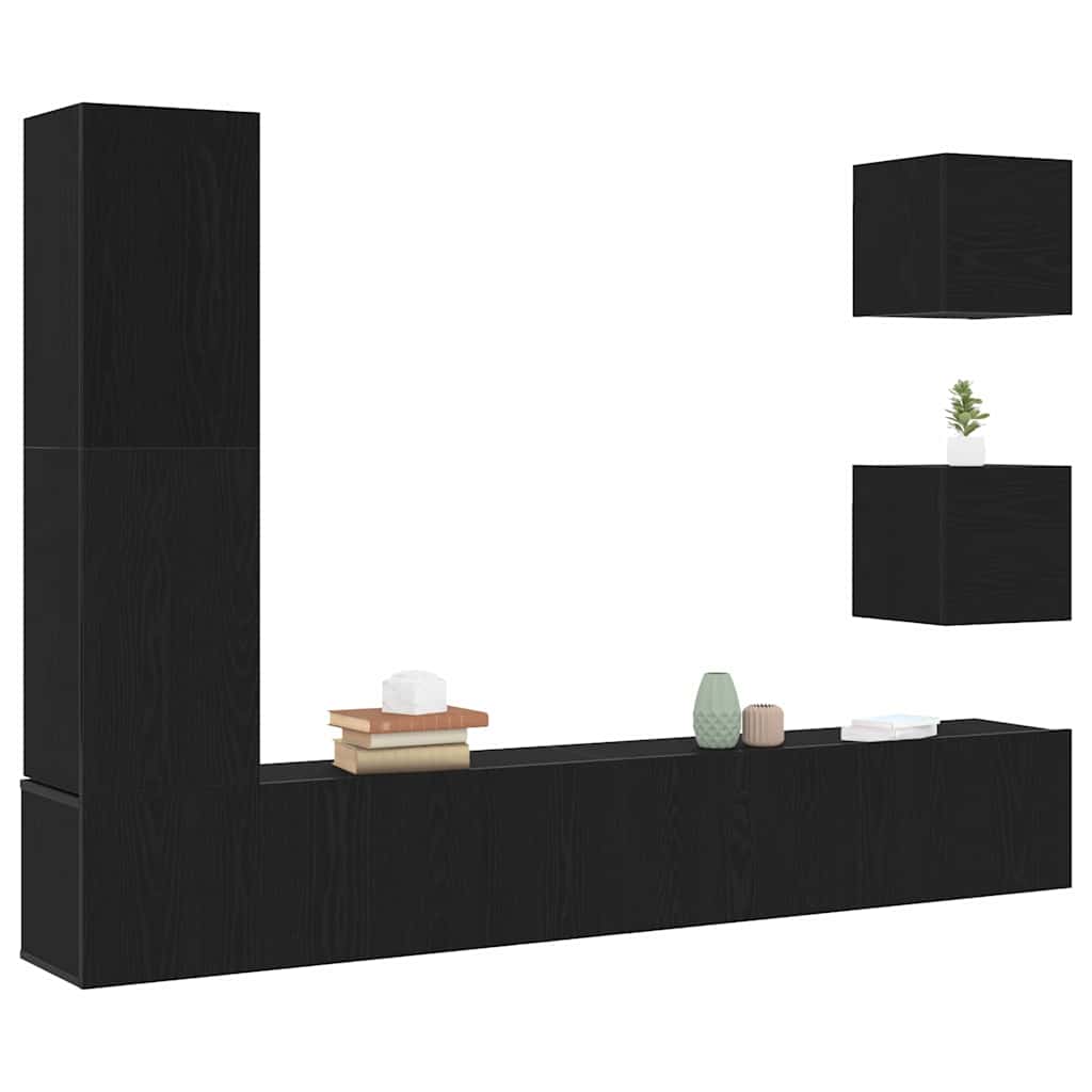TV Szekrény Készlet 6 pcs Musta tammi 160 x 30 x 30.5 cm