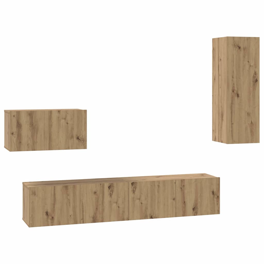 Fali TV Szekrény 4 pcs kézműves tölgy 200 x 30 x 30 cm