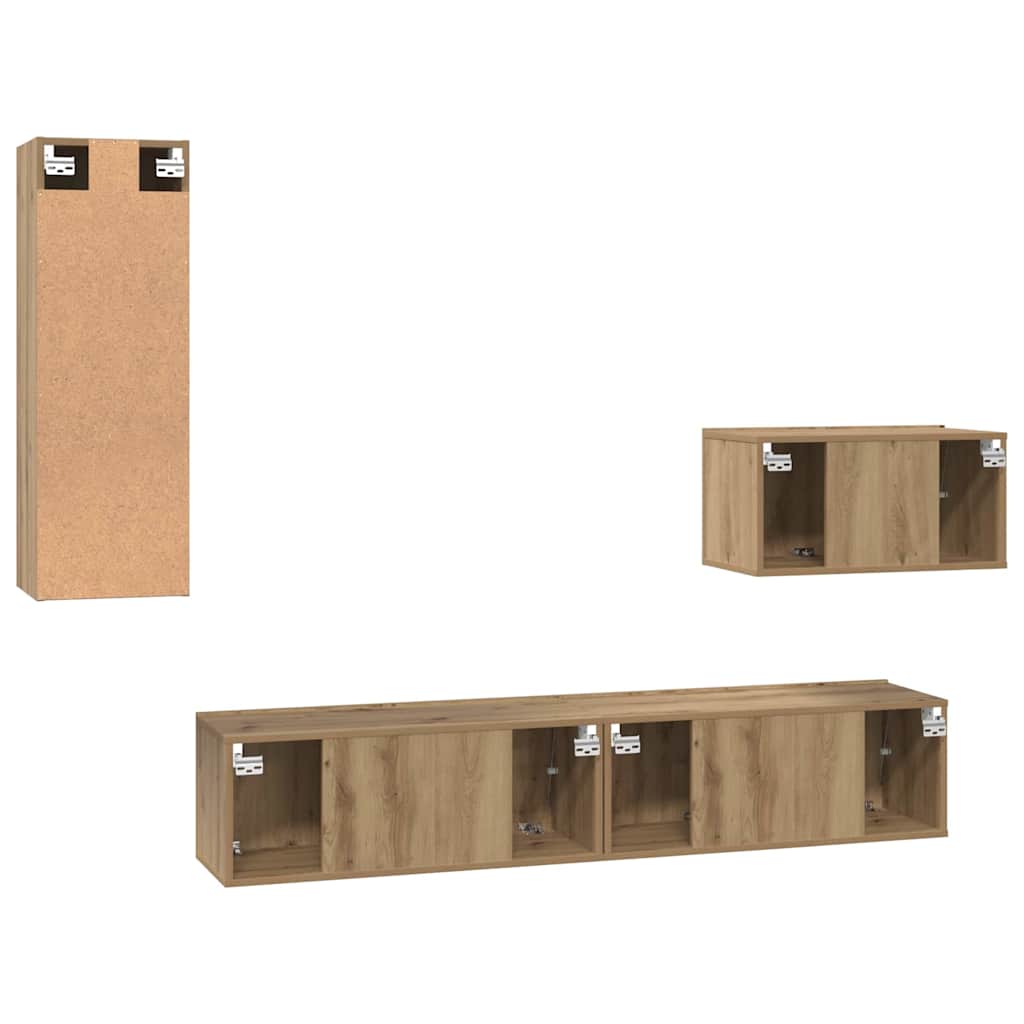 Fali TV Szekrény 4 pcs kézműves tölgy 200 x 30 x 30 cm