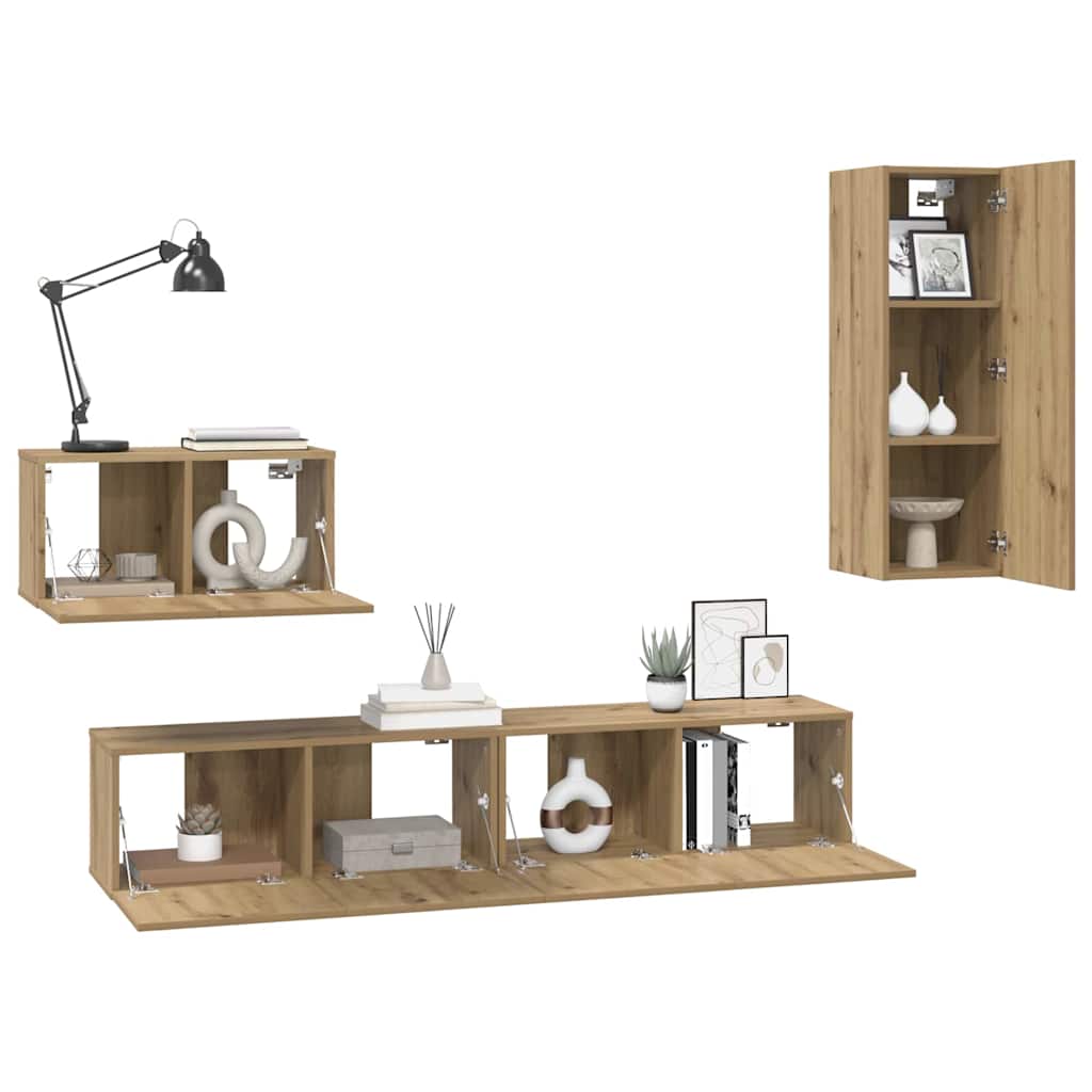 Fali TV Szekrény 4 pcs kézműves tölgy 200 x 30 x 30 cm