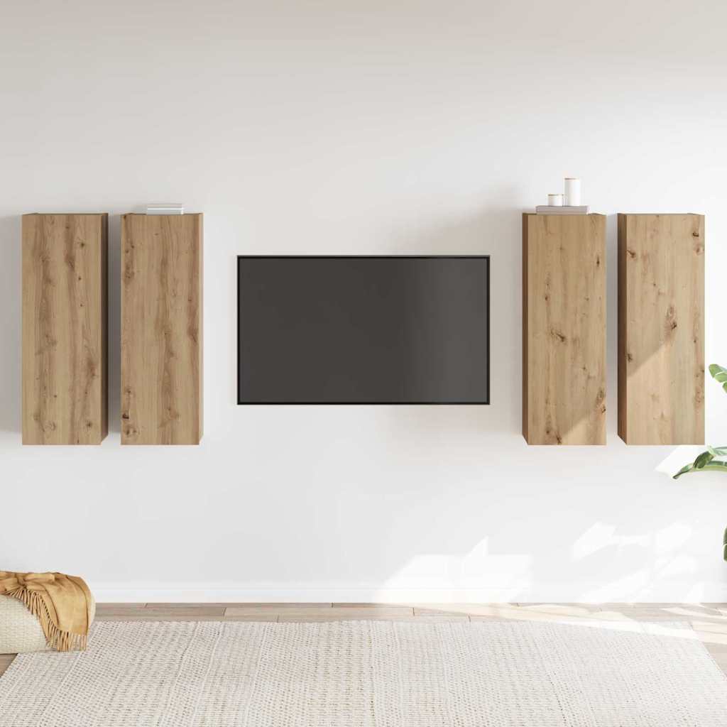 TV Szekrény Szett 4 pcs kézműves tölgy 30.5 x 30 x 90 cm