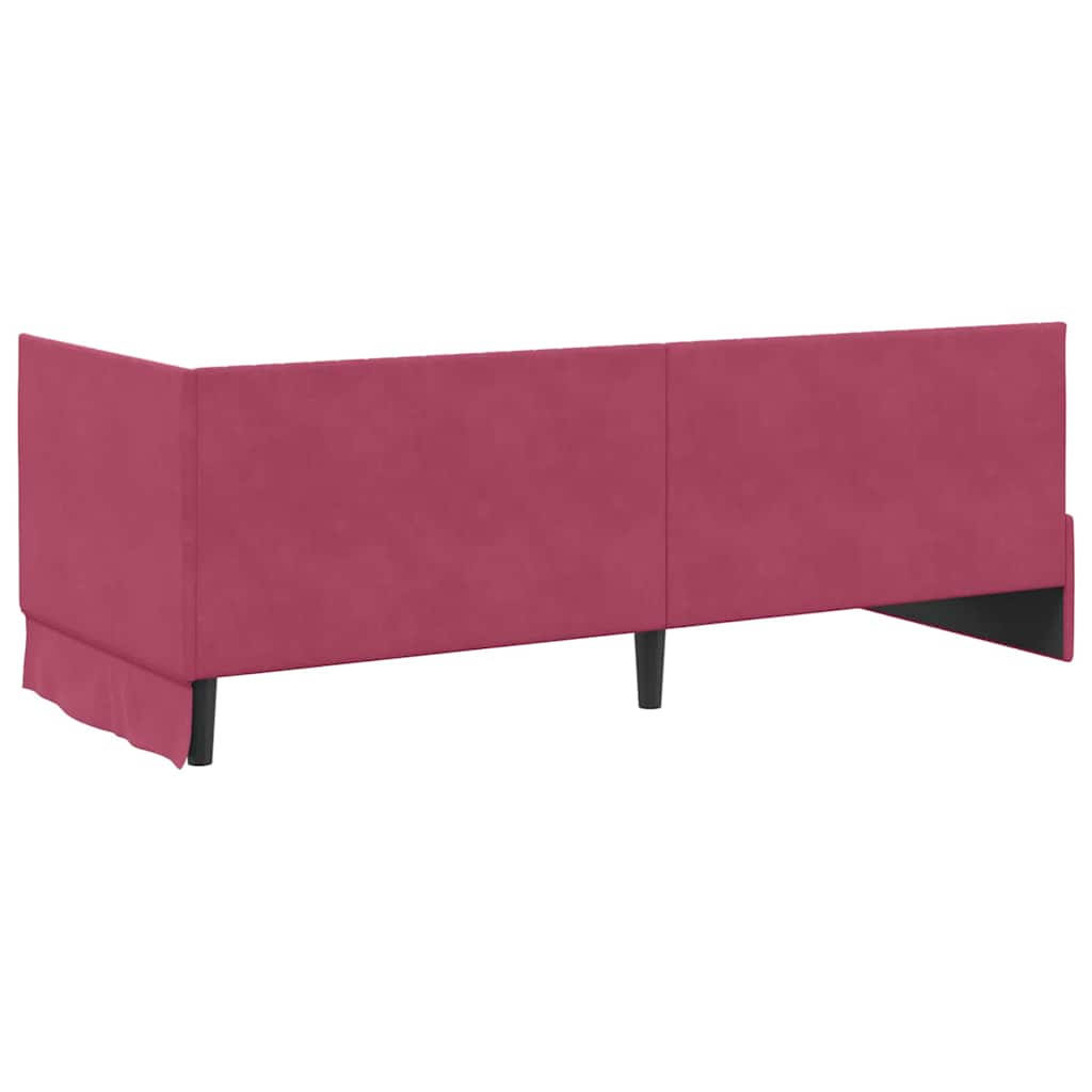 Sarokágy keret fejtámlával bordó 80 x 200 cm Bársony