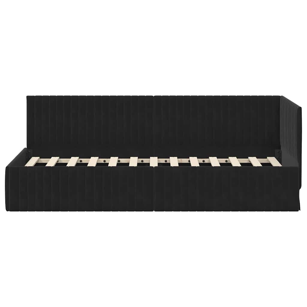 Sarokágy keret fejtámlával Fekete 80 x 200 cm Bársony