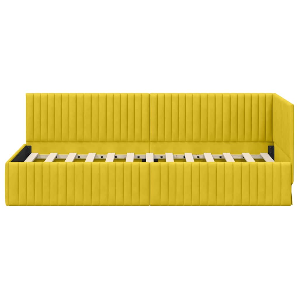 Sarokágy keret fejtámlával Sárga 80 x 200 cm Bársony