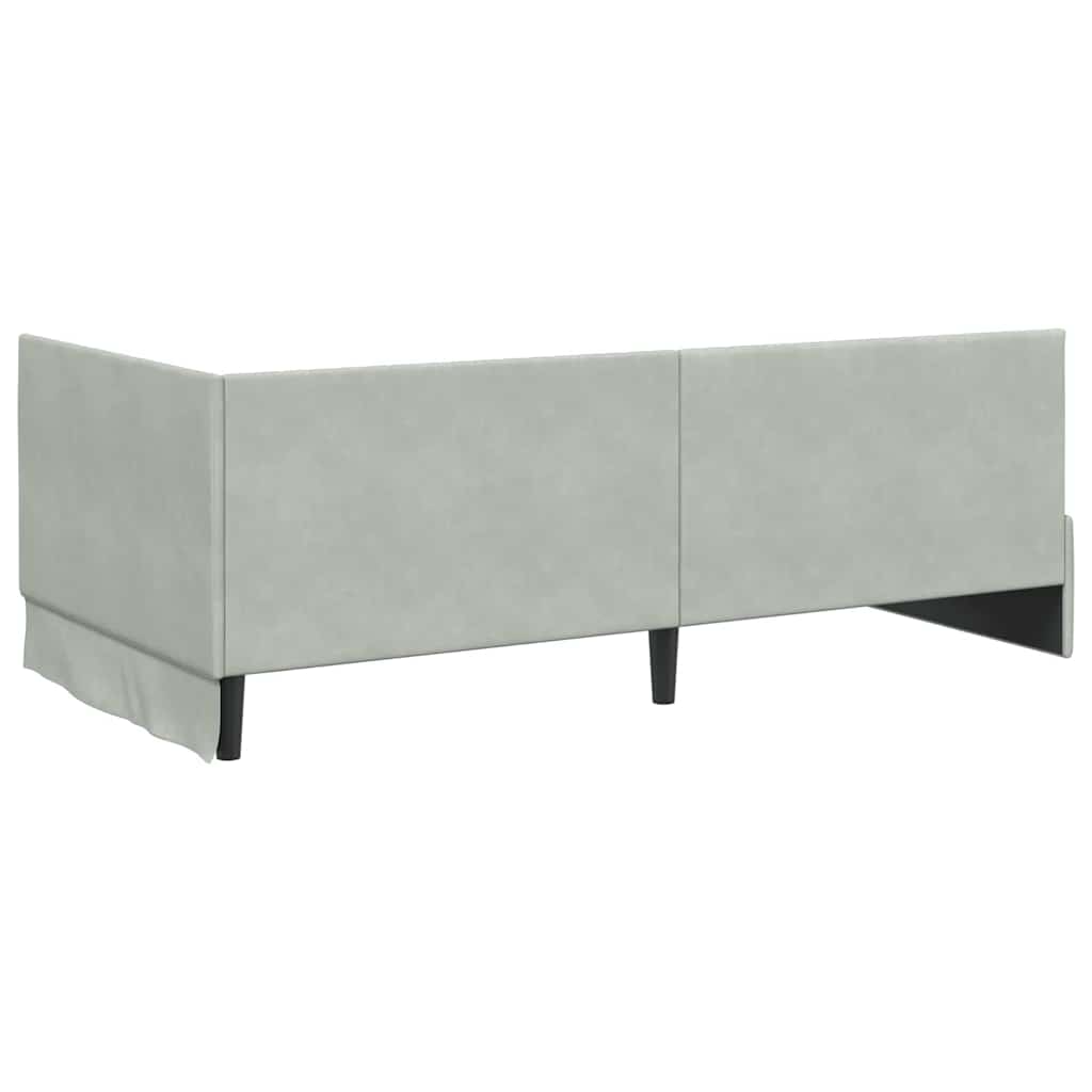 Sarokágy keret fejtámlával Világosszürke 100 x 200 cm Bársony