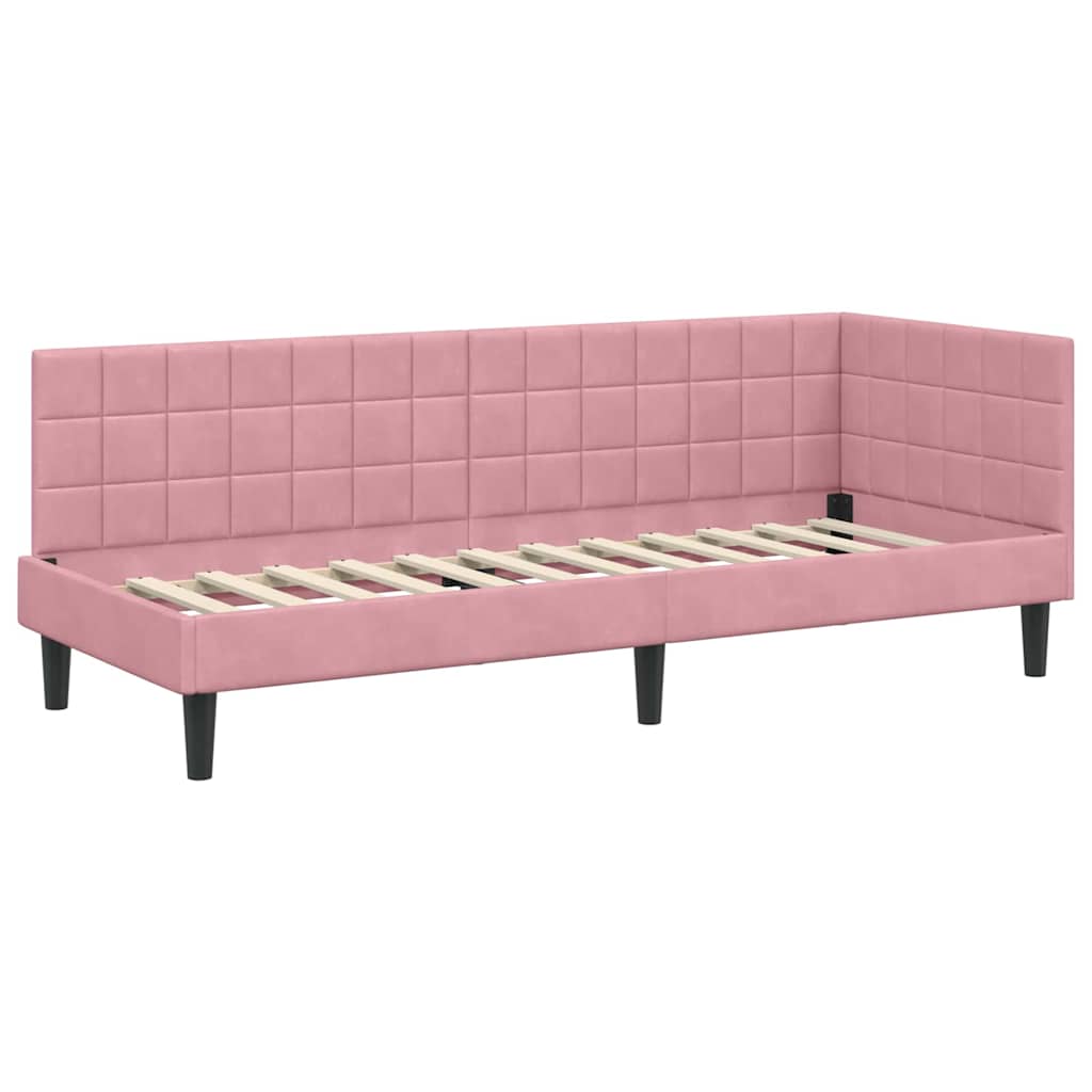 Sarokágy keret fejtámlával Rózsaszín 80 x 200 cm Bársony