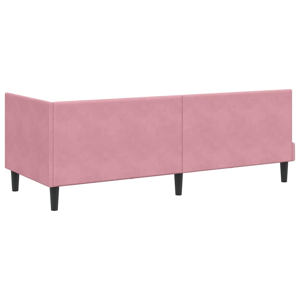 Sarokágy keret fejtámlával Rózsaszín 80 x 200 cm Bársony