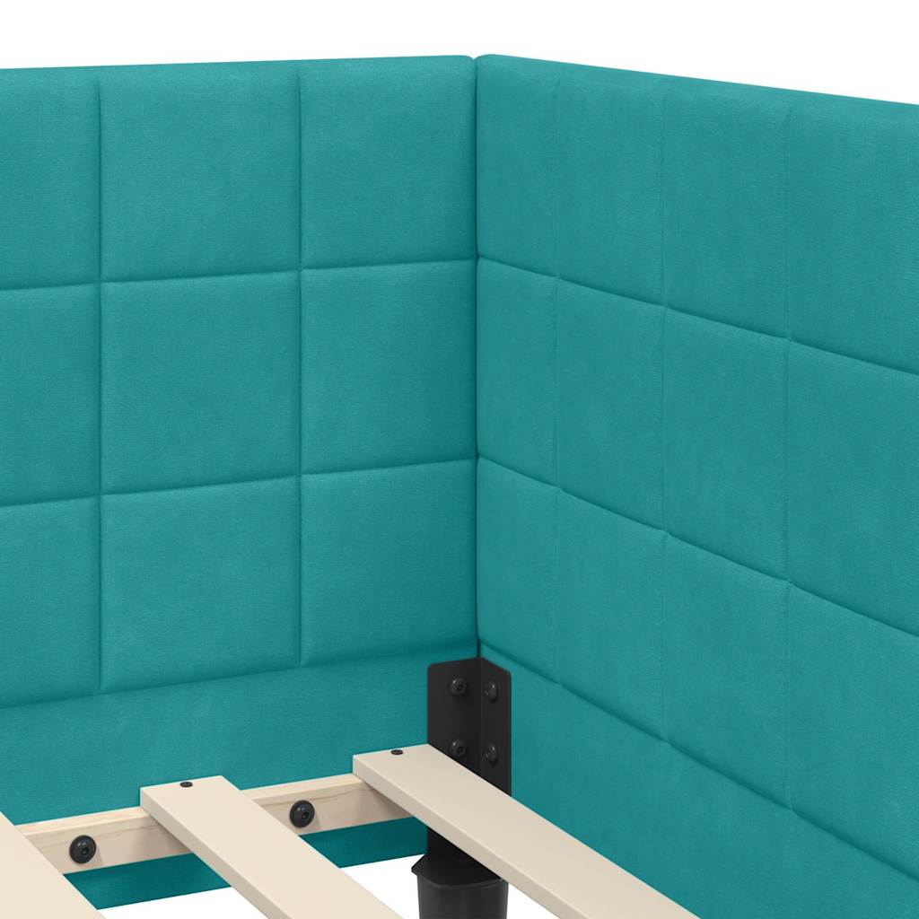 Sarokágy keret fejtámlával Türkiz 80 x 200 cm Bársony
