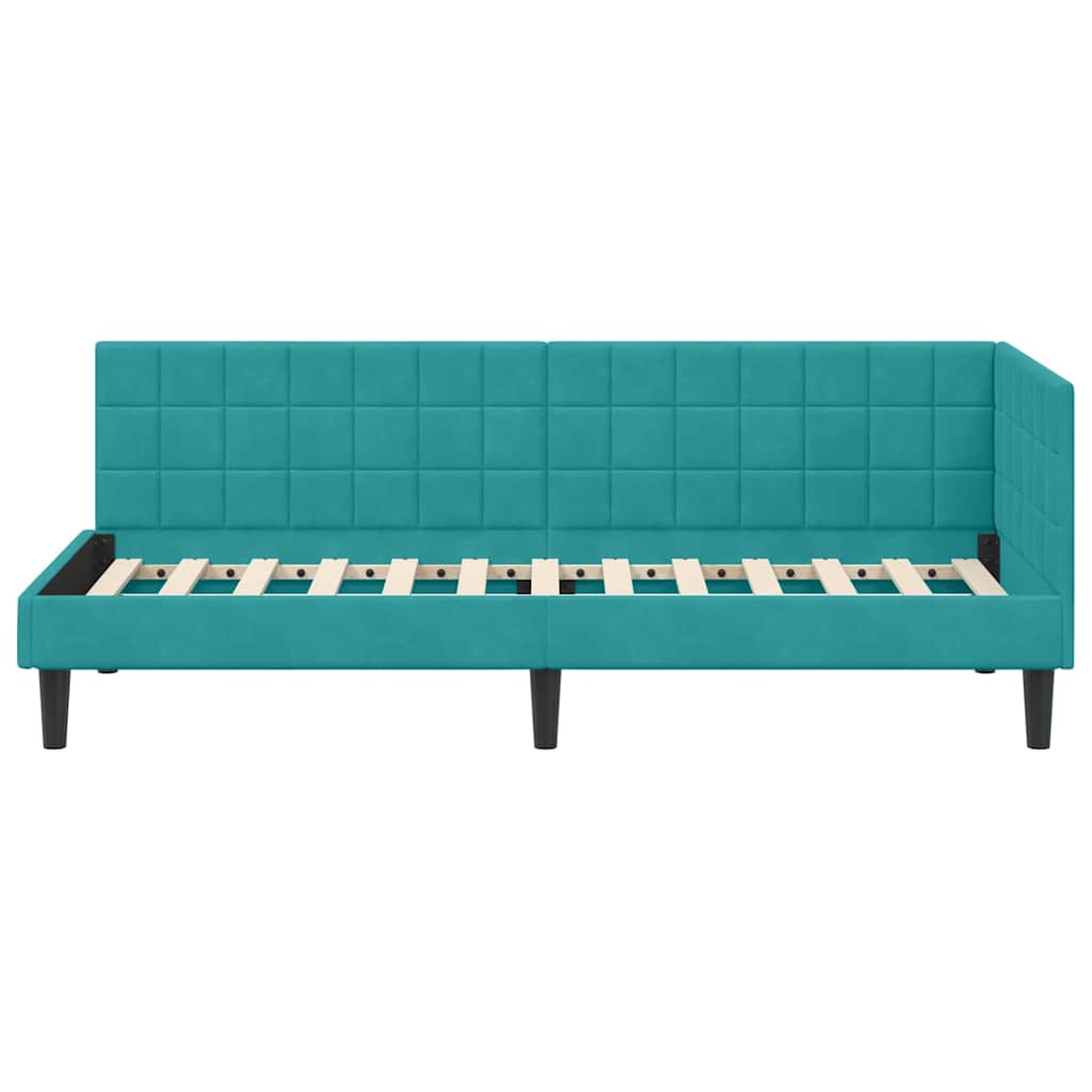 Sarokágy keret fejtámlával Türkiz 80 x 200 cm Bársony
