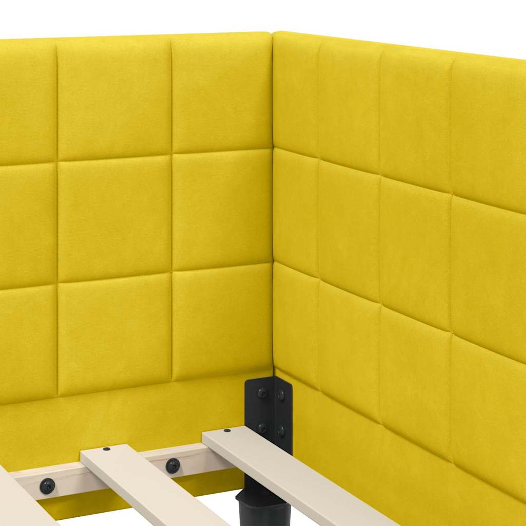 Sarokágy keret fejtámlával Sárga 100 x 200 cm Bársony