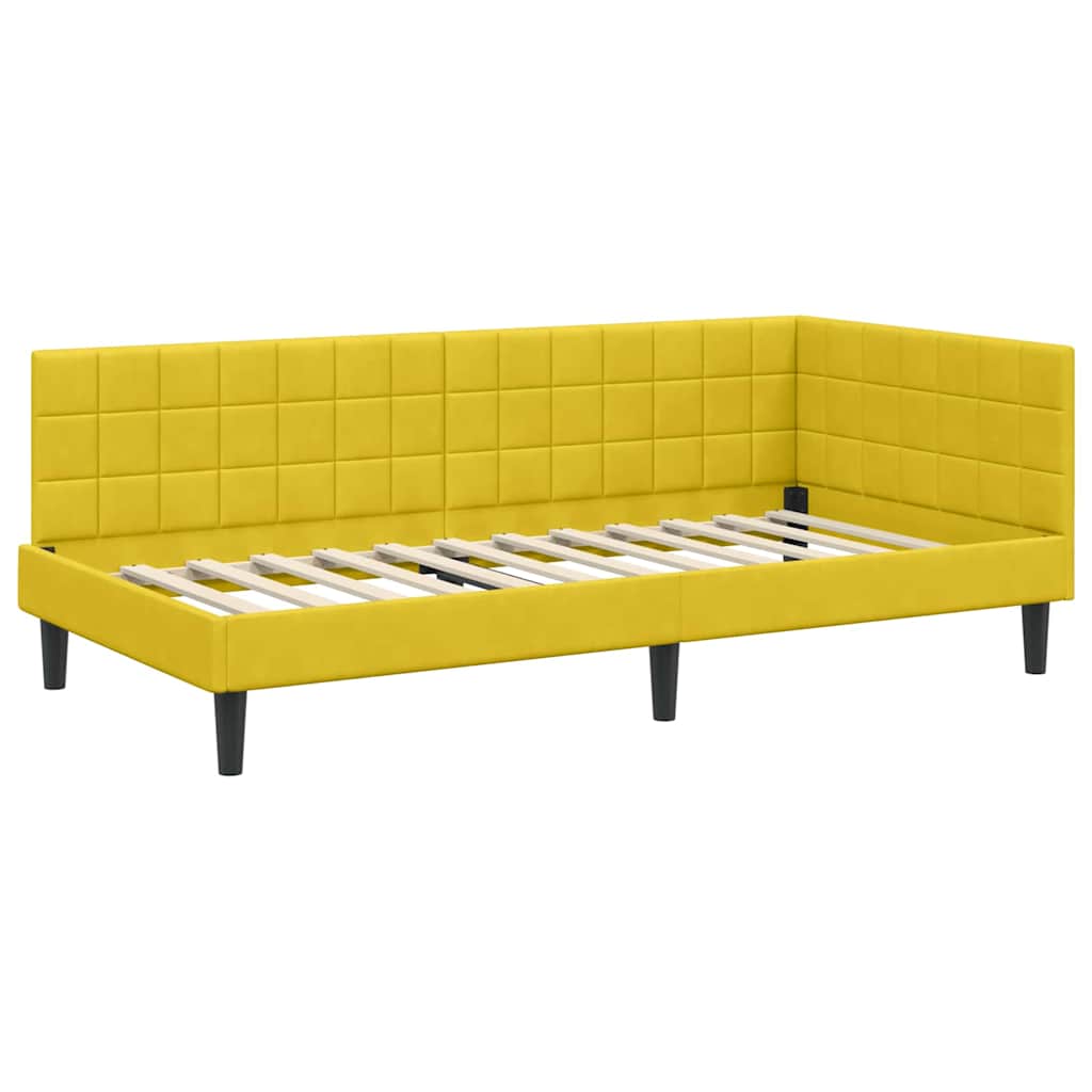 Sarokágy keret fejtámlával Sárga 100 x 200 cm Bársony