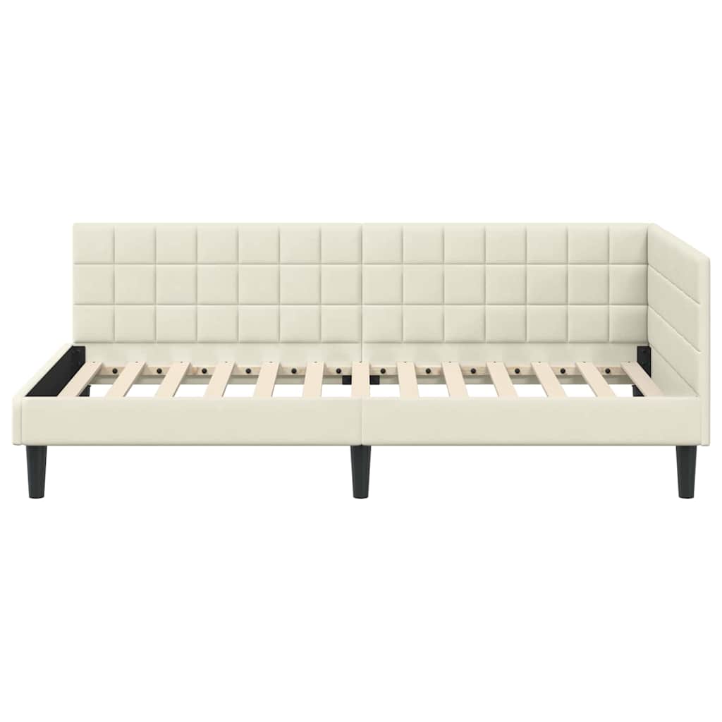 Sarokágy keret fejtámlával Krém 100 x 200 cm Bársony