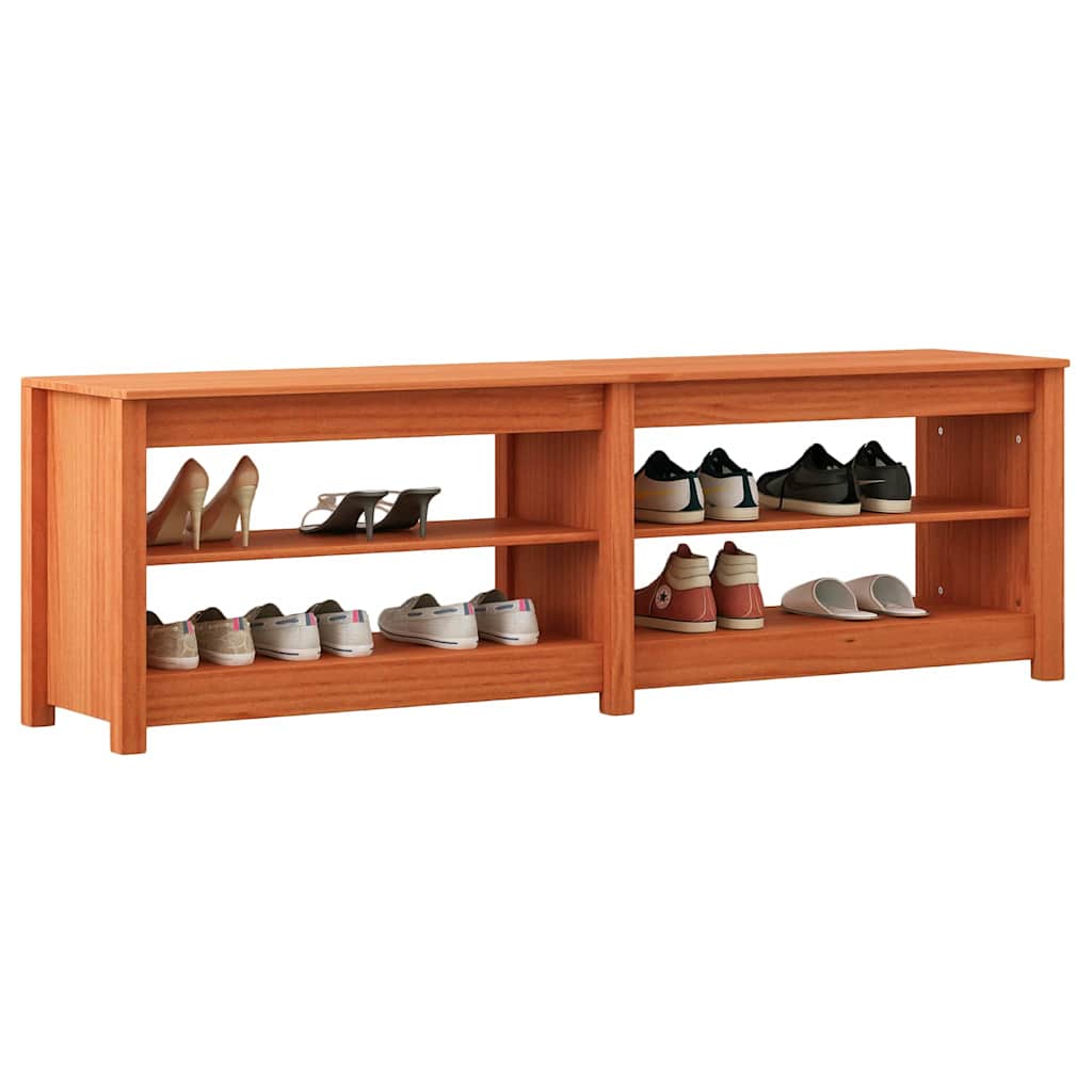Cipőpad polcokkal Viaszbarna 160 x 36.5 x 50 cm Tömör fenyőfa