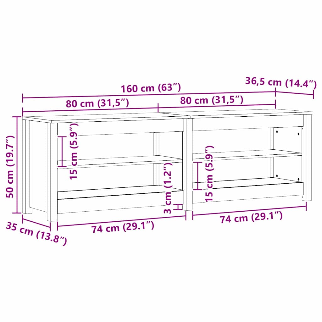 Cipőpad polcokkal Viaszbarna 160 x 36.5 x 50 cm Tömör fenyőfa