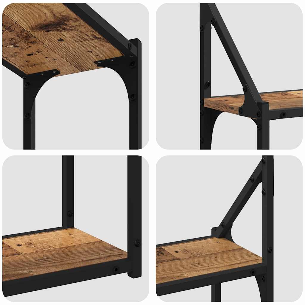 Falpolc polcokkal tárolóval Régi fa 60 x 21 x 51 cm Faanyag