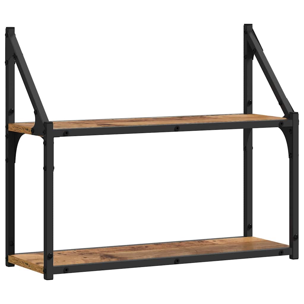 Falpolc polcokkal tárolóval Régi fa 60 x 21 x 51 cm Faanyag