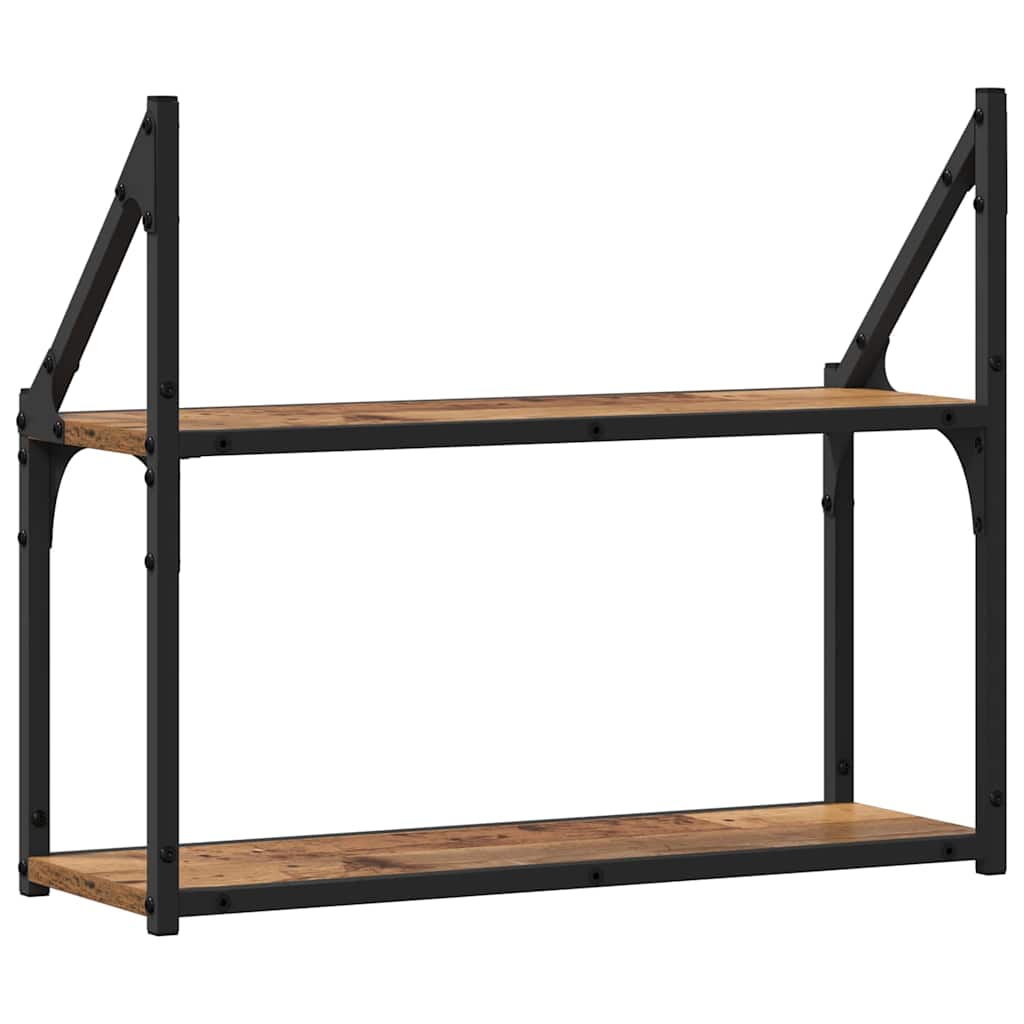 Falpolc polcokkal tárolóval Régi fa 60 x 21 x 51 cm Faanyag