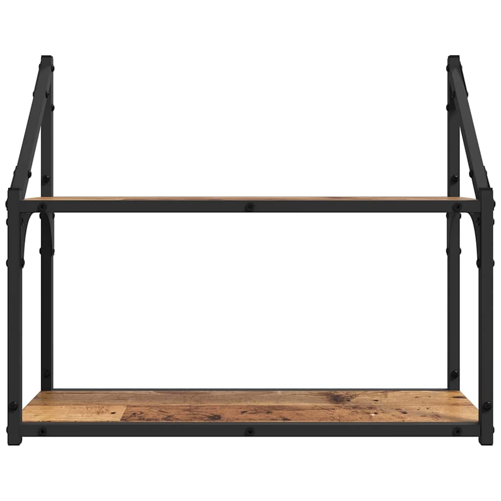 Falpolc polcokkal tárolóval Régi fa 60 x 21 x 51 cm Faanyag