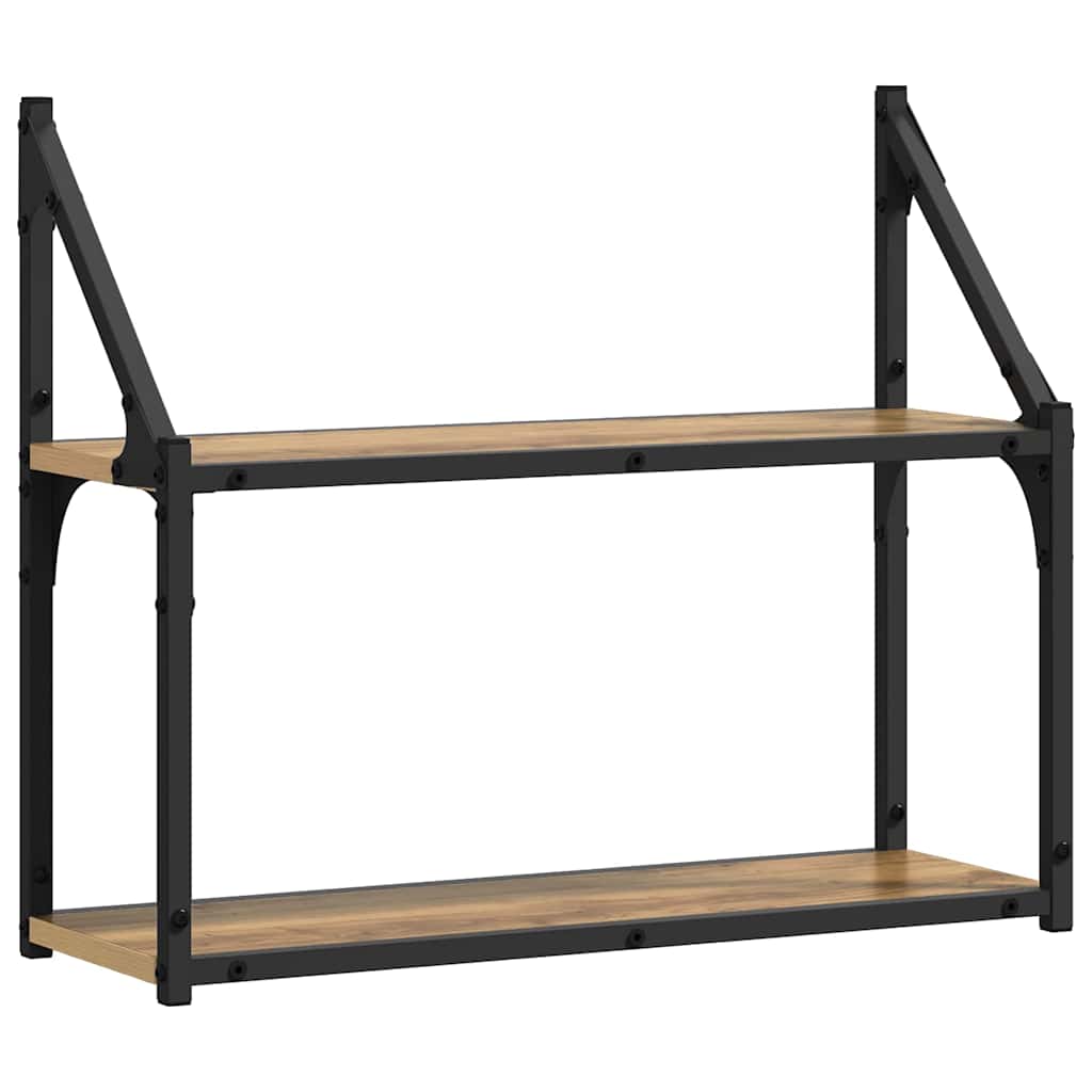 Falpolc polcokkal kézműves tölgy 60 x 21 x 51 cm Faanyag