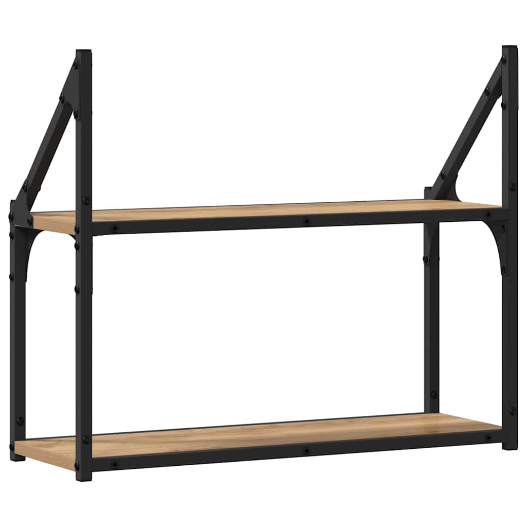 Falpolc polcokkal kézműves tölgy 60 x 21 x 51 cm Faanyag