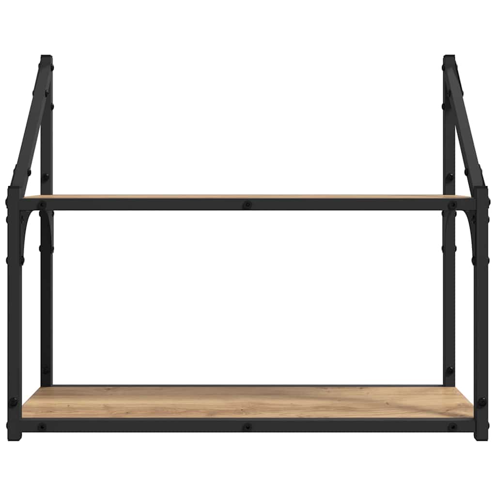 Falpolc polcokkal kézműves tölgy 60 x 21 x 51 cm Faanyag